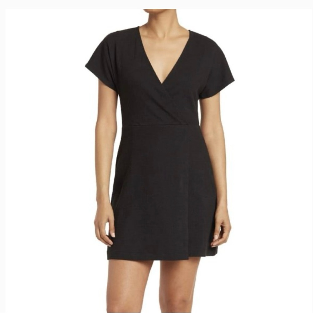 Madewell Black Textured Fit & Flare Mini-Dress Sz L